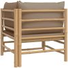 Hörnsoffa för trädgården med taupe dynor bambu vidaXL – miniatyr 5