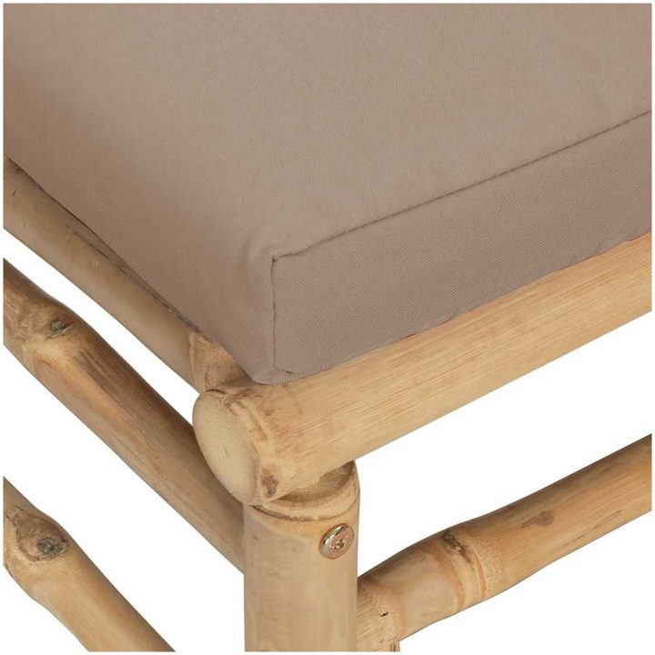 Hörnsoffa för trädgården med taupe dynor bambu vidaXL – bild 6