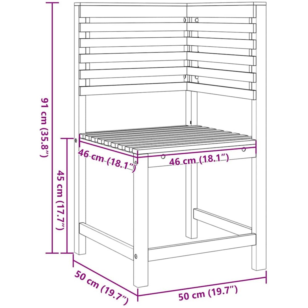 Hörnsoffa i Solid Akaciaträ vidaXL 100 x 50 x 91 cm – bild 9