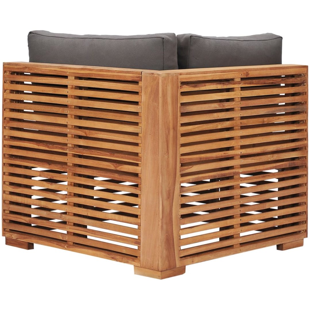 Hörnsoffa med grå dyna massiv teak vidaXL – bild 4