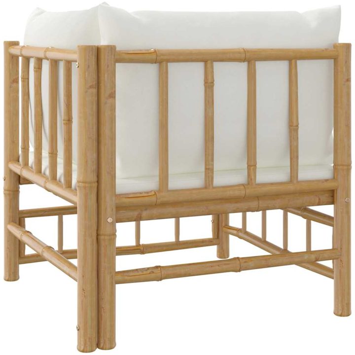 Hörnsoffa med gräddvita dynor bambu vidaXL – bild 5