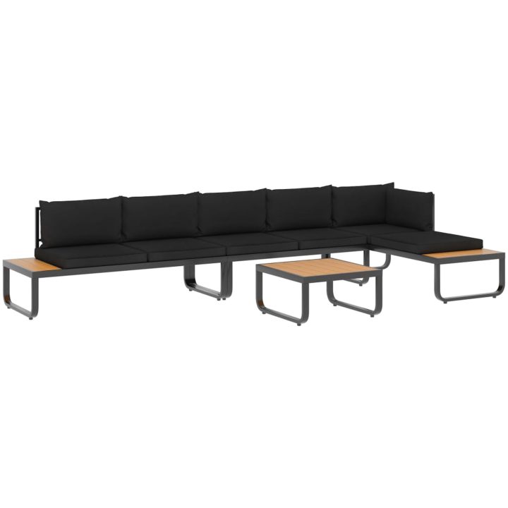 Hörnsoffa set med dynor 4 delar aluminium och WPC vidaXL – bild 2
