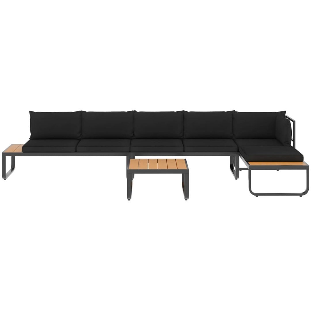 Hörnsoffa set med dynor 4 delar aluminium och WPC vidaXL – bild 3