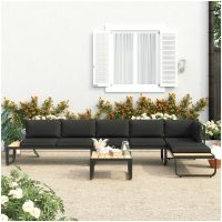 Hörnsoffa set med dynor 4 delar aluminium och WPC vidaXL
