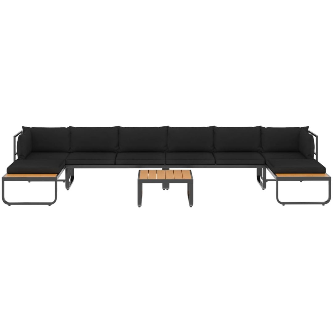Hörnsoffa set med dynor 5 delar aluminium och WPC vidaXL – bild 3
