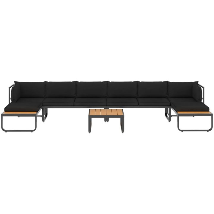 Hörnsoffa set med dynor 5 delar aluminium och WPC vidaXL – bild 3