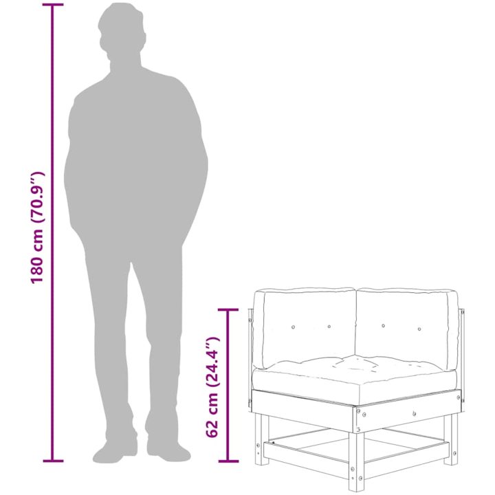 Hörnsoffor med dynor 2 st svart massiv furu vidaXL – bild 11