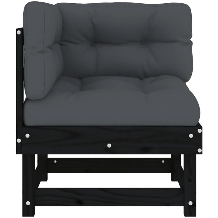 Hörnsoffor med dynor 2 st svart massiv furu vidaXL – bild 5