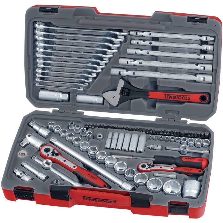 Hylsnyckelsats Med 1/4tum, 3/8tum och 1/2tum fyrkantsfäste TM106 Teng Tools VERKTYGSSATS 106 DELAR – bild 2