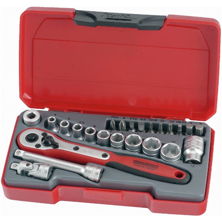 Hylsnyckelsats med 1/4tum fyrkantsfäste T1424 Teng Tools HYLSNYCKELSATS 1/4 T1424 – bild 2