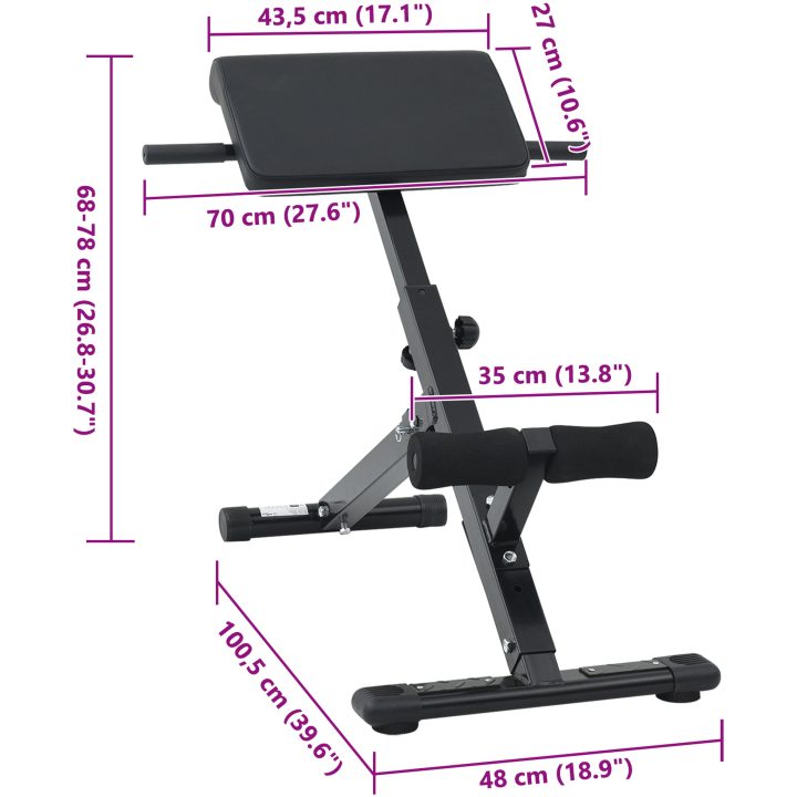 Hyperextensionbänk 120 kg Hopfällbar och Justerbar Stål vidaXL Standard – bild 9