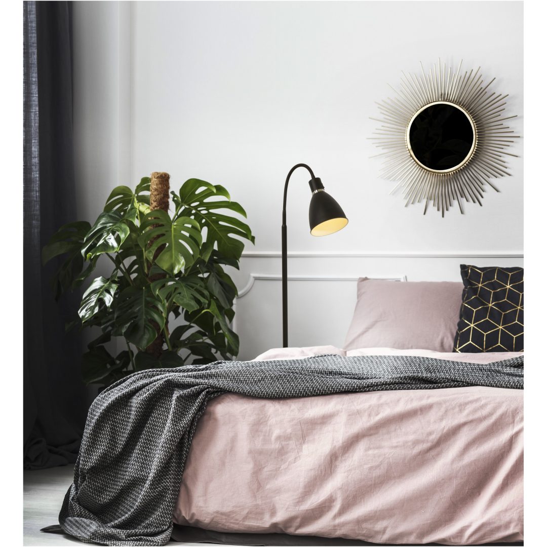 Idre Golvlampa, Svart ANETA HOME Sockel E27 Svart /Matt Mässing – bild 2