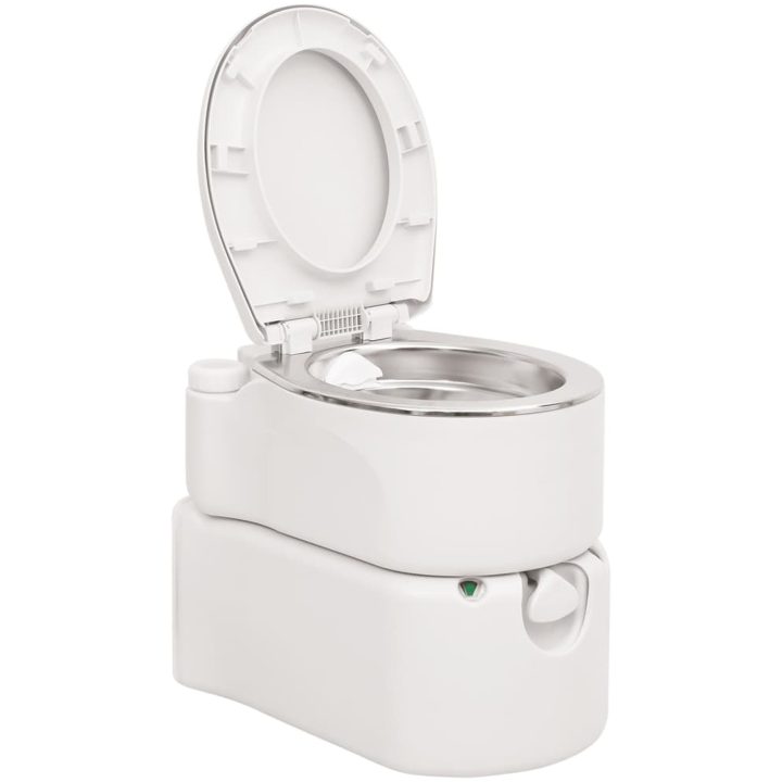 Inbyggd campingtoalett vit 24+17 L HDPE & stål vidaXL – bild 3