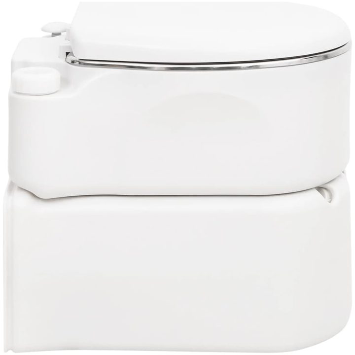 Inbyggd campingtoalett vit 24+17 L HDPE & stål vidaXL – bild 4