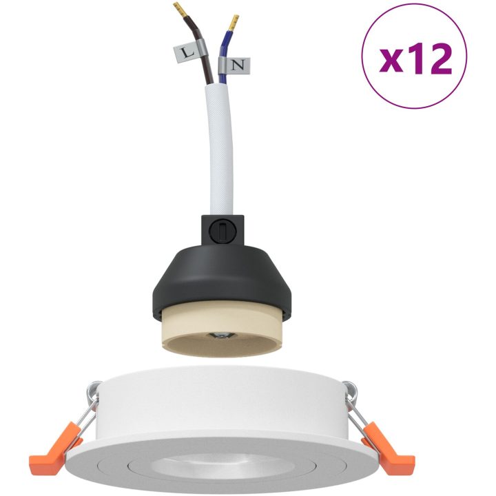 Inbyggda Spotlightar 12 st Rund GU10 Vit 91 mm vidaXL 9 cm – bild 4