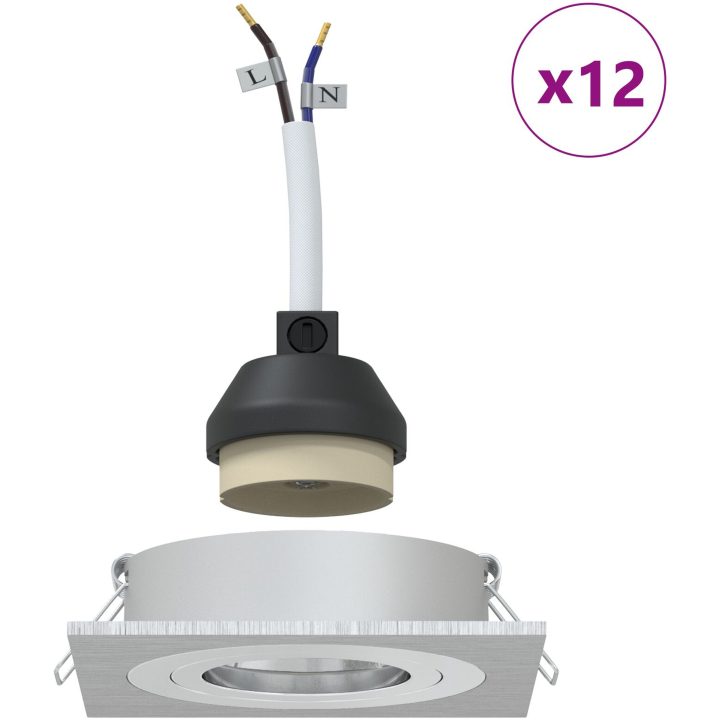 inbyggda spotlightlampor 12 st Fyrkantig GU10 Silver 91x91 mm vidaXL 9 cm – bild 4