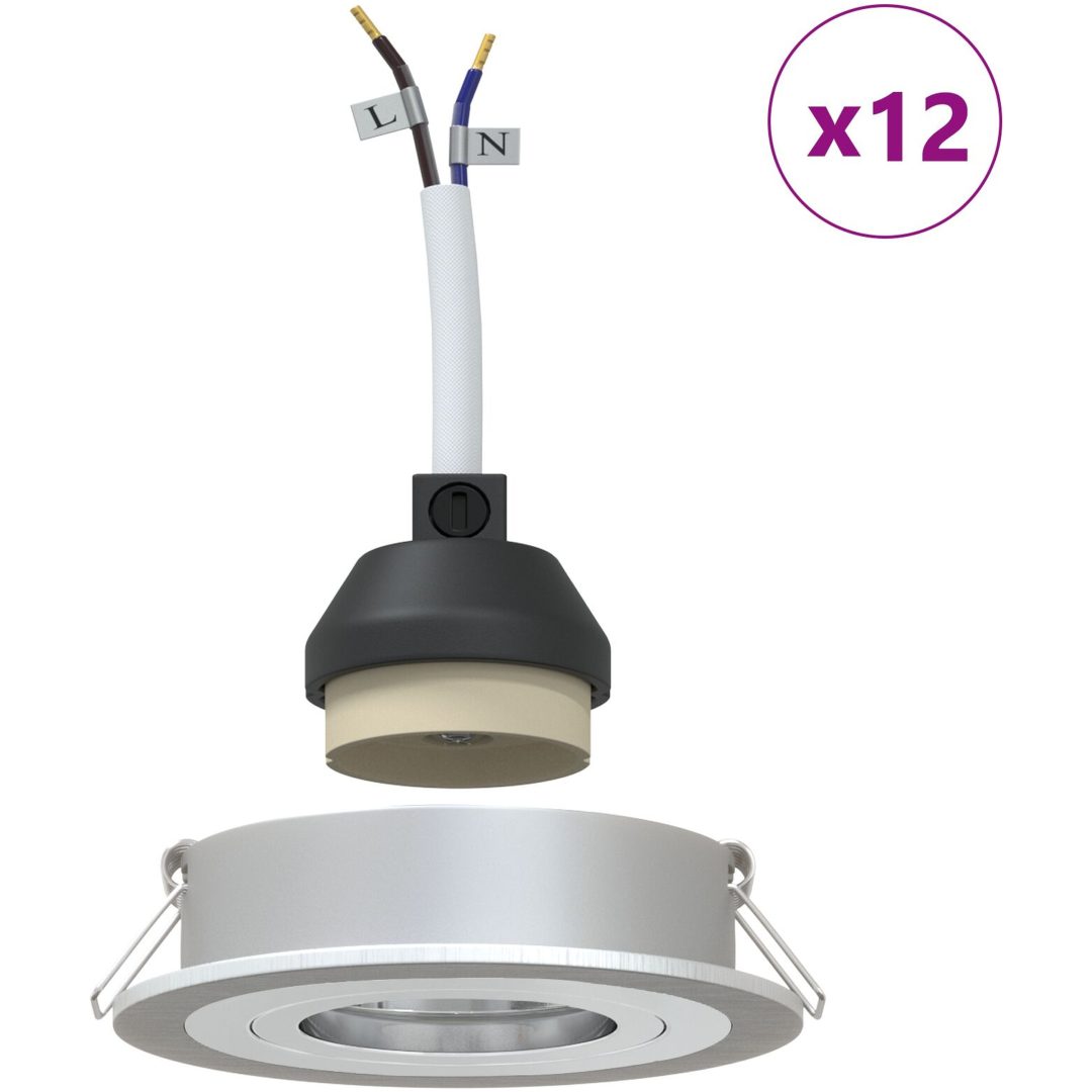 Inbyggda Spotlights 12 st Rund GU10 Silver 91 mm vidaXL 9 x 9 x 10 cm – bild 4