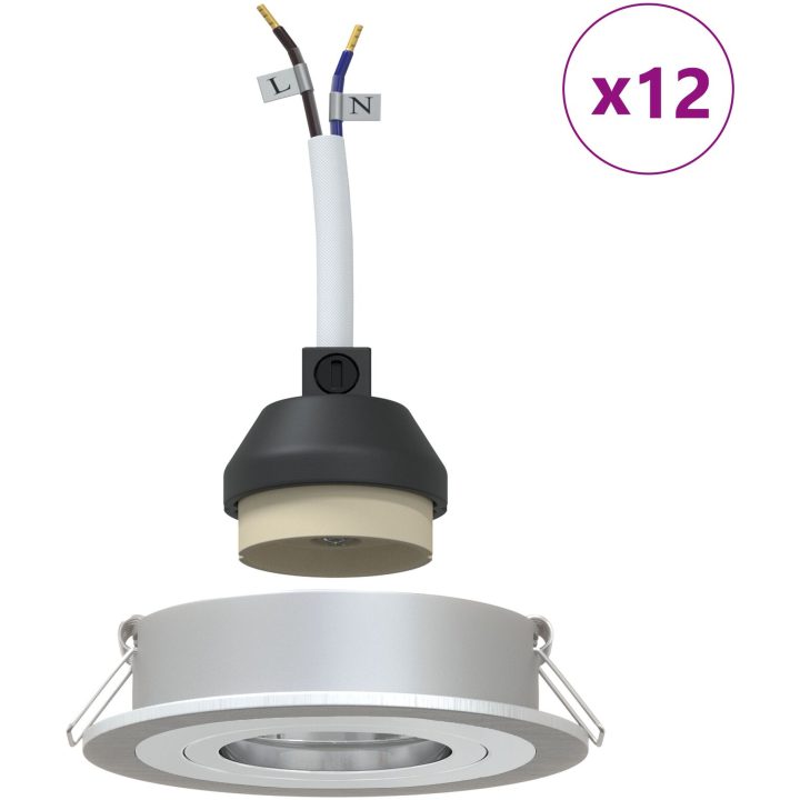 Inbyggda Spotlights 12 st Rund GU10 Silver 91 mm vidaXL 9 x 9 x 10 cm – bild 4