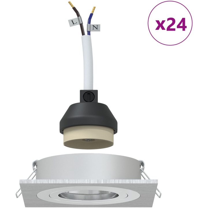 Inbyggda Spotlights 24 st Fyrkantig GU10 Silver 91x91 mm vidaXL 9 cm – bild 4