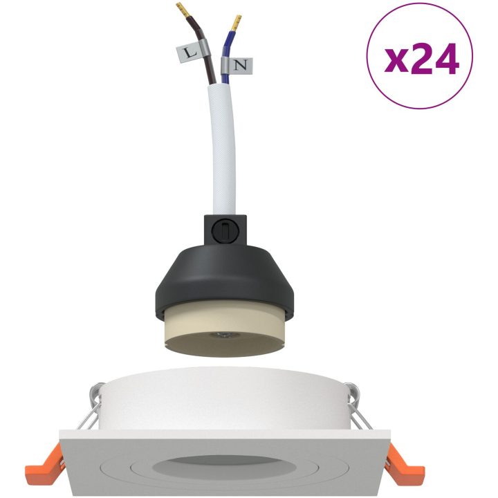 Inbyggda Spotlights 24 st Fyrkantig GU10 Vit 91x91 mm vidaXL 9 cm – bild 4