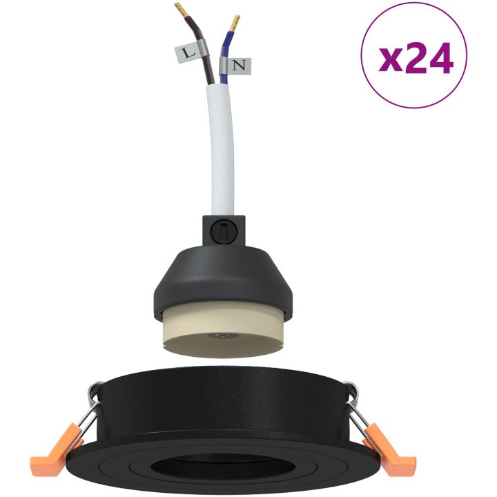 inbyggda spotlights 24 st Rund GU10 Svart 91 mm vidaXL 9 cm – bild 4