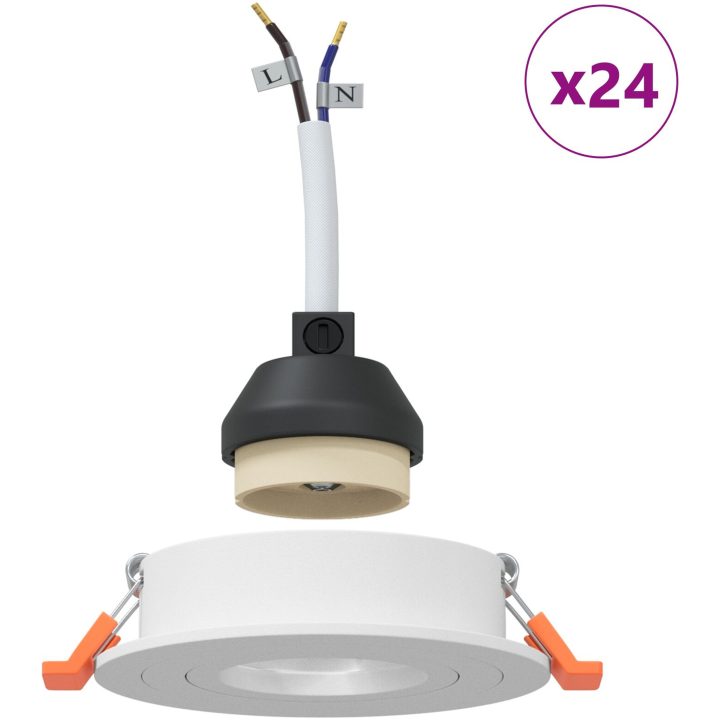 Inbyggda Spotlights 24 st Runda GU10 Vita 91 mm vidaXL 9 cm – bild 4