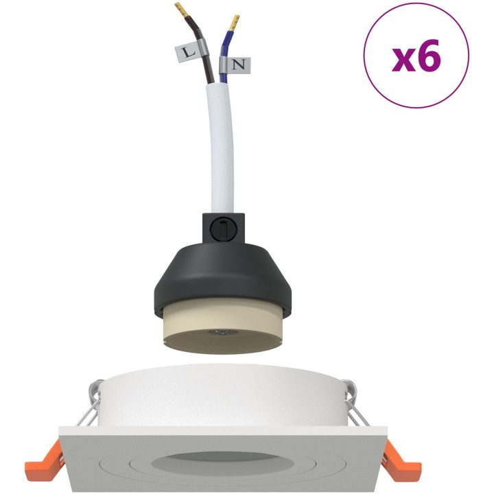 Inbyggda Spotlights 6 st Fyrkantig GU10 Vit 91x91 mm vidaXL 9 cm – bild 4