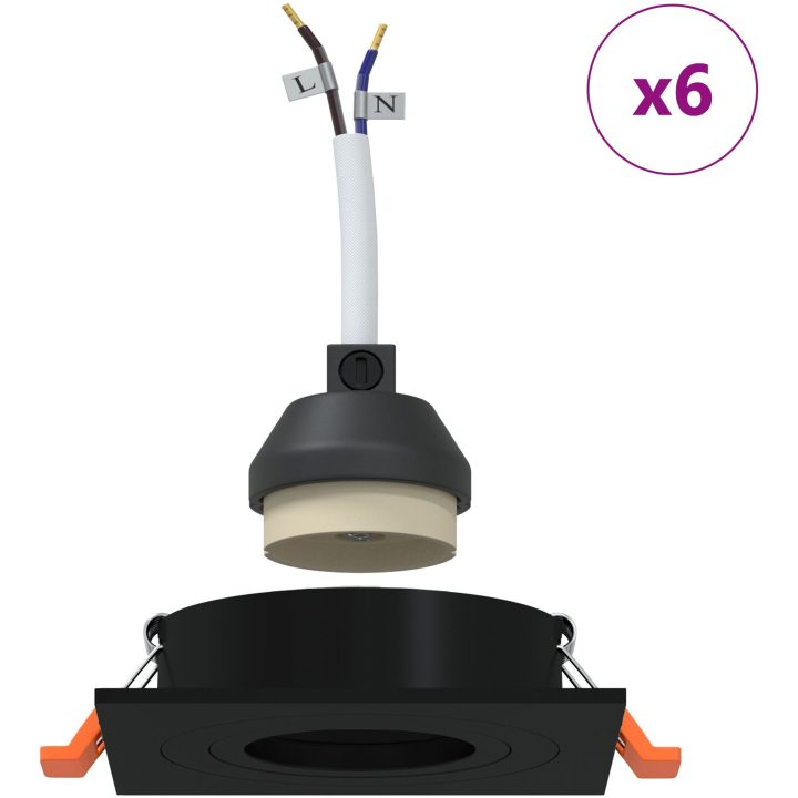 Inbyggda Spotlights 6 st Fyrkantiga GU10 Svarta 91x91 mm vidaXL 9 cm – bild 4