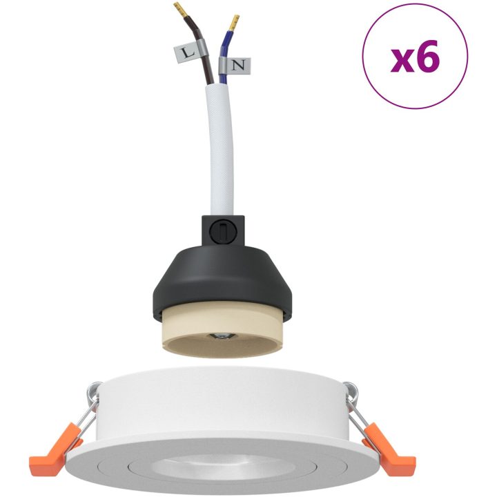 Inbyggda Spotlights 6 st Rund GU10 Vit 91 mm vidaXL 9 cm – bild 4