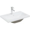 Inbyggt handfat med blandare keramik vit vidaXL 61 x 39 x 18 cm – miniatyr 2