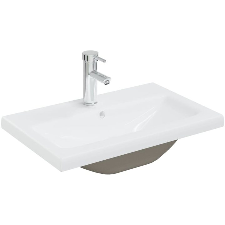 Inbyggt handfat med blandare keramik vit vidaXL 61 x 39 x 18 cm – bild 2