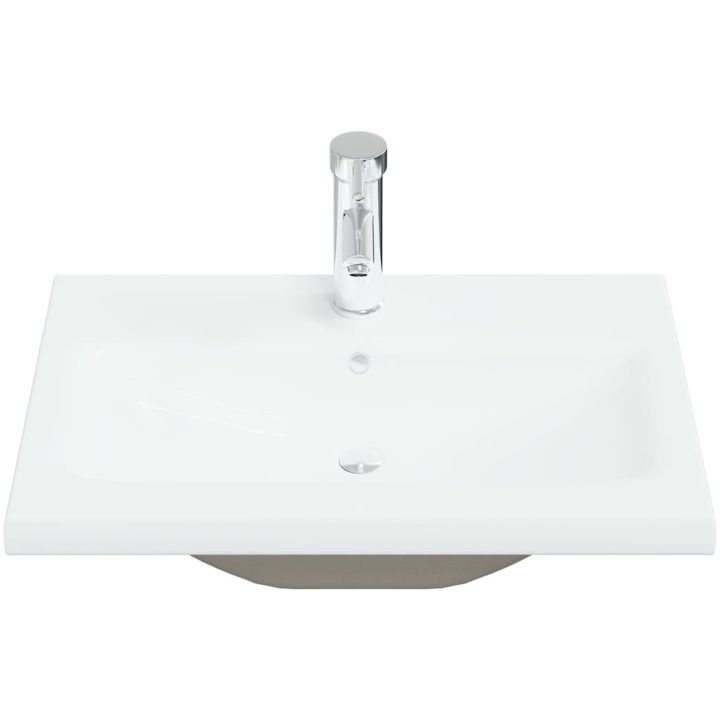 Inbyggt handfat med blandare keramik vit vidaXL 61 x 39 x 18 cm – bild 3