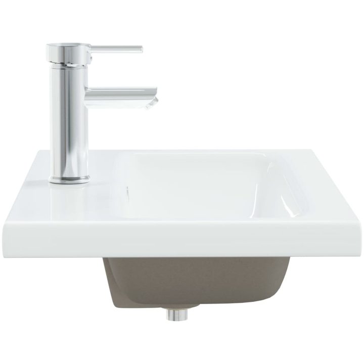 Inbyggt handfat med blandare keramik vit vidaXL 61 x 39 x 18 cm – bild 4