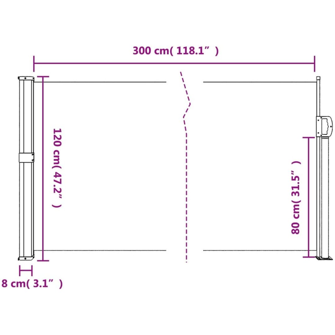 Indragbar sidomarkis mörkgrön vidaXL 120 x 300 cm – bild 10