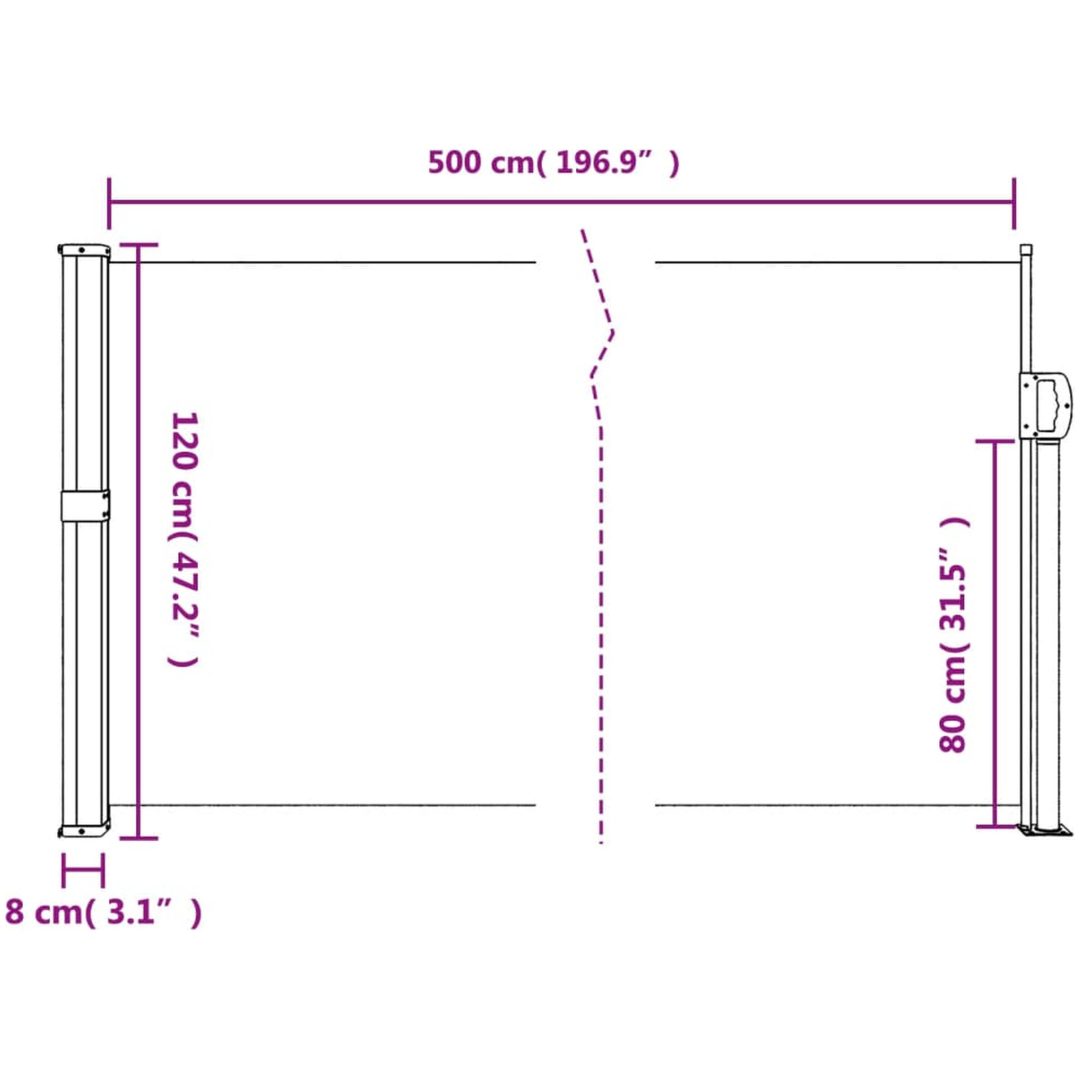 Indragbar sidomarkis vit vidaXL 120 x 500 cm – bild 10