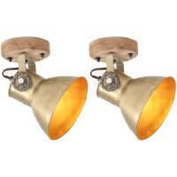 Industriell vägglampa/taklampa 2 st mässing 20x25 cm E27 vidaXL