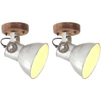 Industriell vägglampa/taklampa 2 st silver 20x25 cm E27 vidaXL