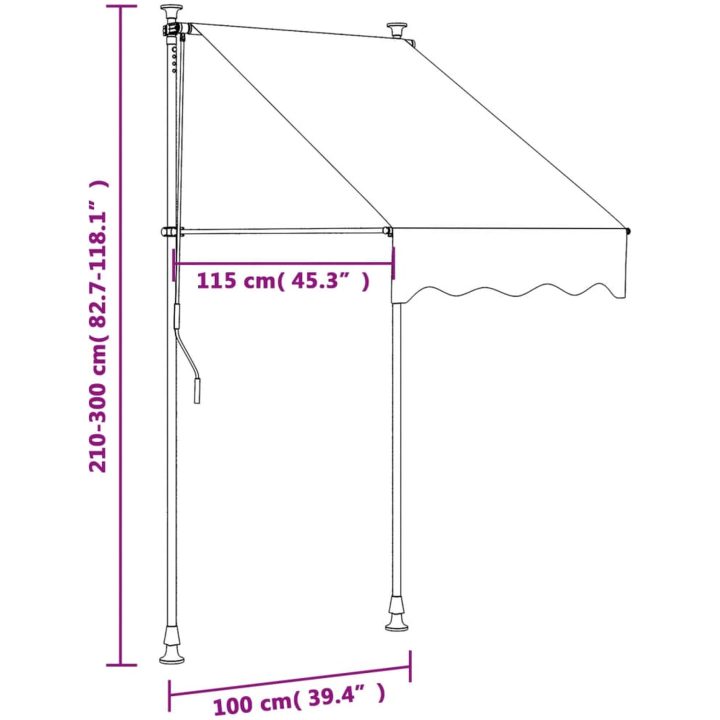 Infällbar markis antracit tyg och stål vidaXL 100 x 150 cm – bild 11
