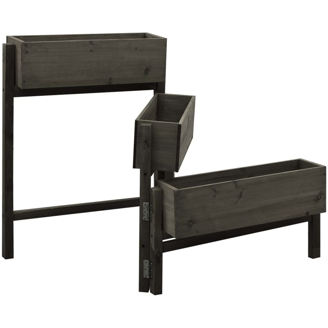 Infällbar odlingslåda grå 60x14x75 cm massivt granträ vidaXL – bild 2