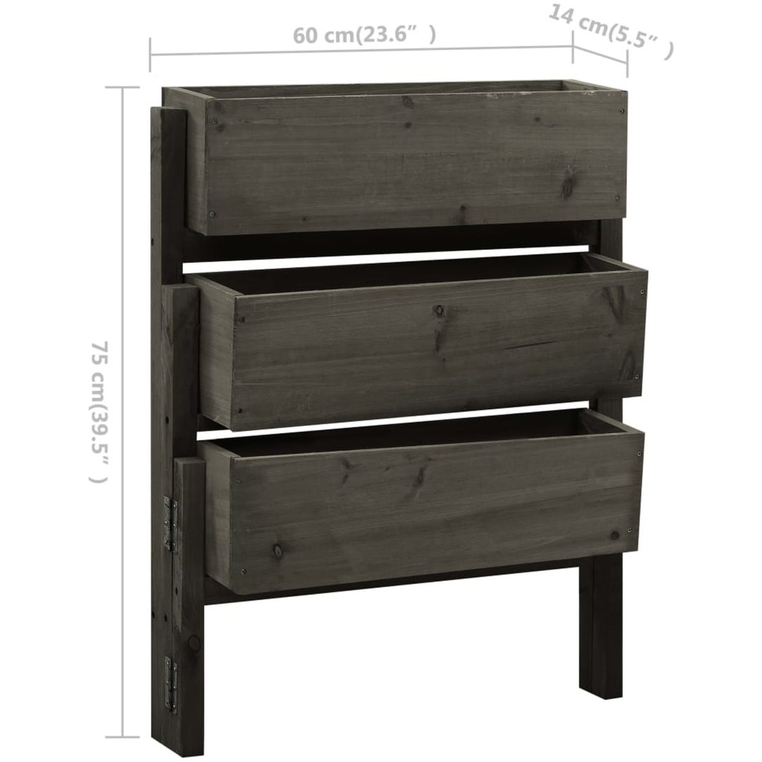 Infällbar odlingslåda grå 60x14x75 cm massivt granträ vidaXL – bild 5