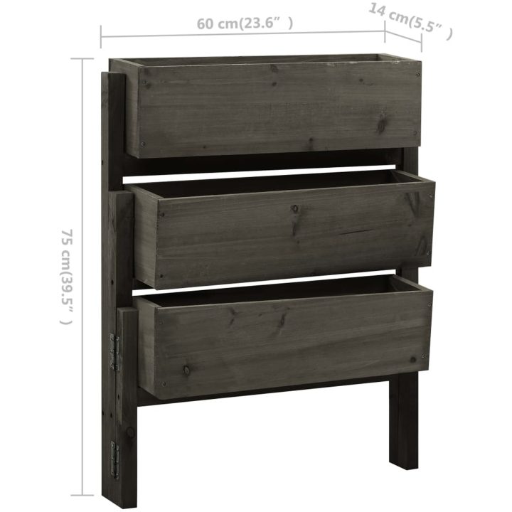 Infällbar odlingslåda grå 60x14x75 cm massivt granträ vidaXL – bild 5