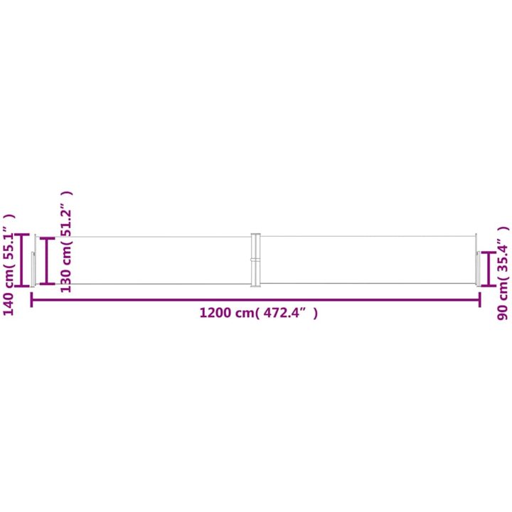Infällbar sidomarkis 140x1200 cm brun vidaXL 1200 x 140 cm – bild 12