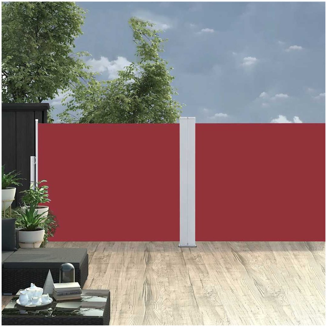 Infällbar sidomarkis 140x1200 cm röd vidaXL 1200 x 140 cm