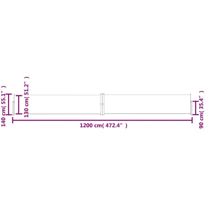 Infällbar sidomarkis 140x1200 cm svart vidaXL 1200 x 140 cm – bild 12