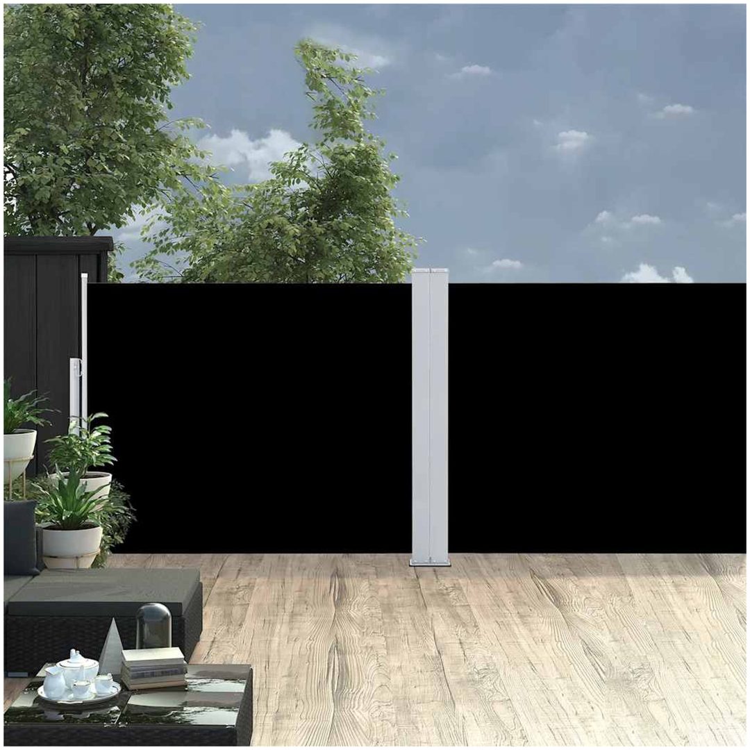 Infällbar sidomarkis 140x1200 cm svart vidaXL 1200 x 140 cm