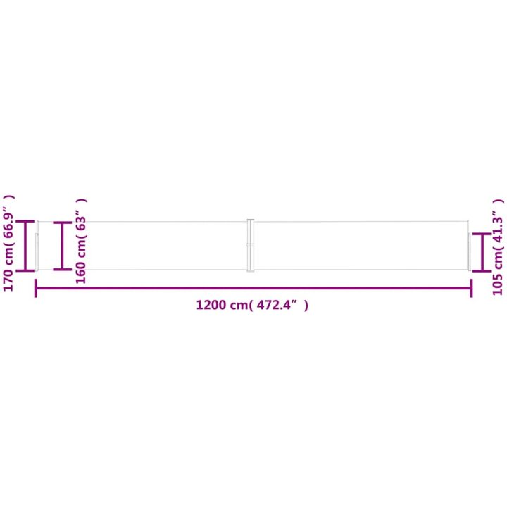Infällbar sidomarkis 170x1200 cm blå vidaXL 1200 x 170 cm – bild 12