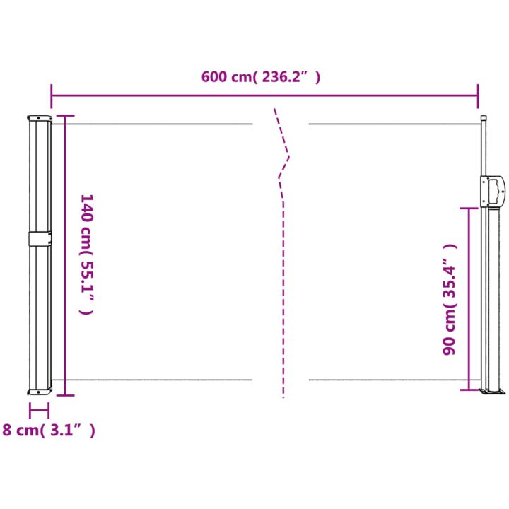 Infällbar sidomarkis antracit vidaXL 140 x 600 cm – bild 10