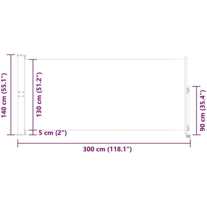 Infällbar sidomarkis brun vidaXL 140 x 300 cm – bild 9
