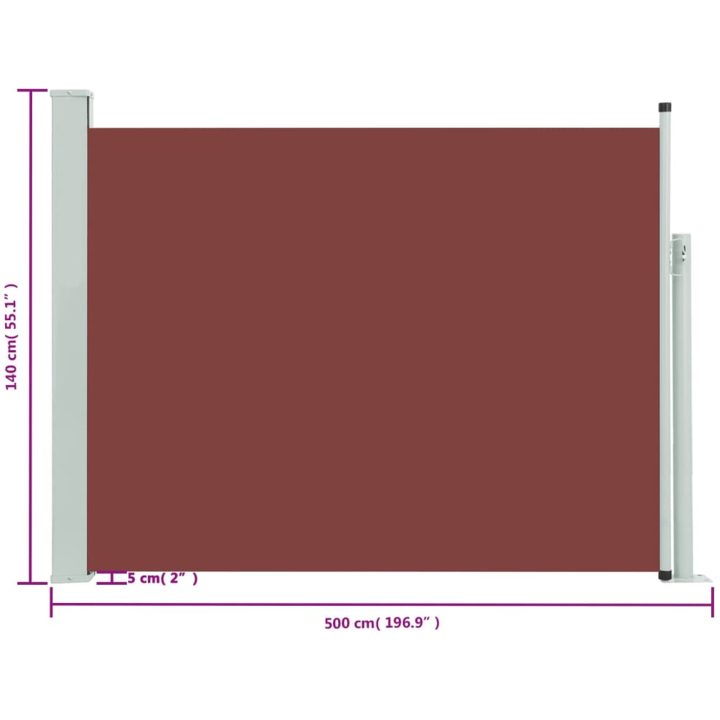 Infällbar sidomarkis brun vidaXL 140 x 500 cm – bild 8
