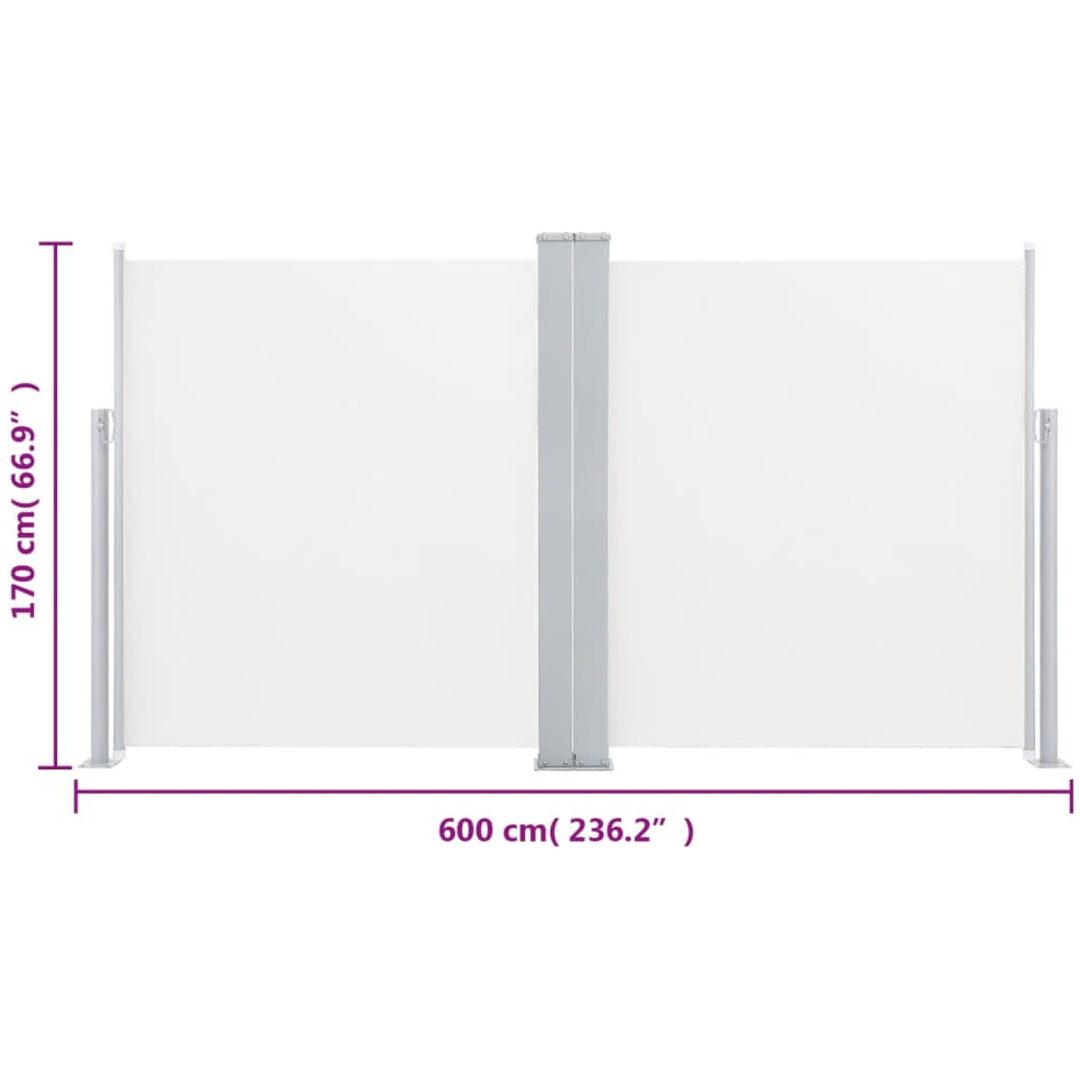 Infällbar sidomarkis dubbel gräddvit vidaXL 170 x 600 cm – bild 12